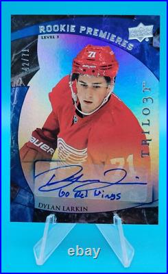 15-16 Trilogy Dylan Larkin ROOKIE Premieres BLUE RAINBOW #/71 INSCRIBED Red Wing