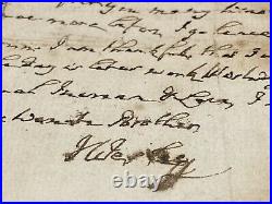 1790 JOHN WESLEY Autograph SIGNED Letter ORIGINAL Methodist HYMN Rare