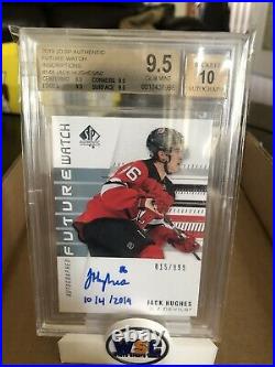 19-20 Sp Authentic Fwa Rookie Auto Jack Hughes Rc /999 /50 Bgs 9.5 Inscribed