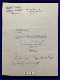 1944 President Harry S. Truman Autograph Signed Inscribed Typed Letter WWII