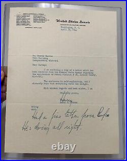 1944 President Harry S. Truman Autograph Signed Inscribed Typed Letter WWII