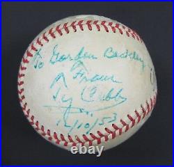 1953 Ty Cobb Signed Baseball Detroit Tigers Autograph Auto Inscribed Psa/dna Jsa