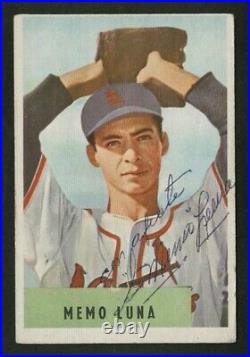1954 Bowman #222 Memo Luna Autographed Inscribed In Spanish Signed Stl Cardinals