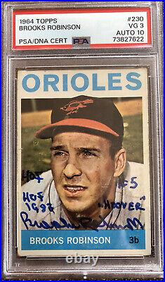 1964 Topps 230 Brooks Robinson PSA / DNA 10 Auto Signed HOF Inscribed Pop 1 of 2