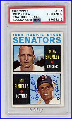 1964 Topps Lou Piniella RC PSA Signed Autographed Rookie Card #167 inscribed ROY