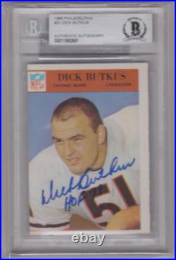 1966 Philadelphia #31 Dick Butkus Signed & Inscribed Rookie Card Beckett AUTO