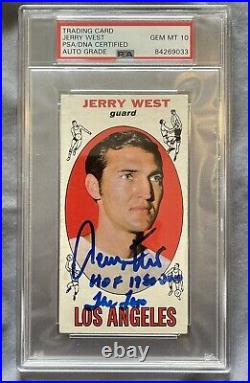 1969-70 Topps Basketball Jerry West autographed and inscribed GEM MINT 10 PSA