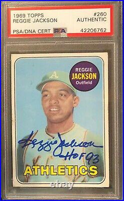 1969 Topps Reggie Jackson Signed Rc Rookie Card Psa Dna Auto Inscribed Hof 93