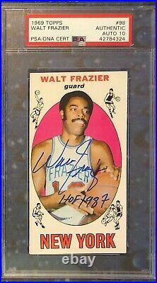 1969 Topps Walt Frazier Signed Rc Rookie Card Inscribed Hof 1987 Psa/dna 10 Auto