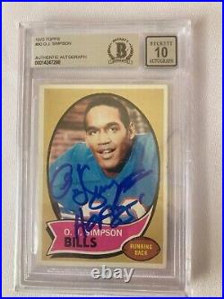 1970 TOPPS OJ SIMPSON ROOKIE AUTO SIGNED Beckett 10 Authentic INSCRIBED HOF 85