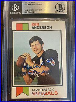 1973 Topps Ken Anderson BAS AUTO RC Rookie Autograph Signed Bengals Inscribed! 1