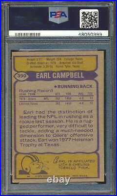 1979 Topps #390 Earl Campbell HOF RC Autographed PSA/DNA HOF Inscribed 60753