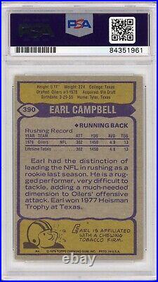 1979 Topps Earl Campbell PSA Signed inscribed RC Autographed Rookie Card Oilers