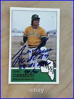 1983 Fritsch Jose Canseco Signed & Inscribed Madison Muskies Rookie Card