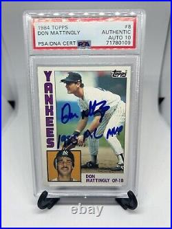 1984 Topps Don Mattingly Auto PSA 10 Autograph Inscribed Signed Rookie Card Rare