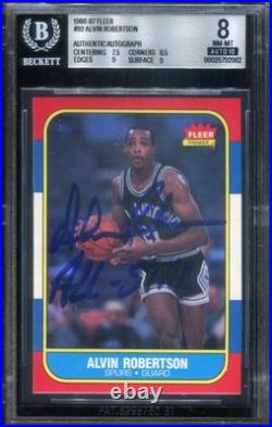 1986 Fleer #92 Alvin Robertson inscribed signed auto card BGS BAS 8 10