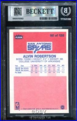 1986 Fleer #92 Alvin Robertson inscribed signed auto card BGS BAS 8 10