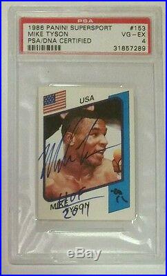 1986 Panini MIKE TYSON #153 PSA DNA 4 Auto Inscribed Rookie RC Low Pop Signed
