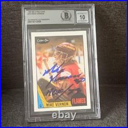 1987 O Pee Chee Mike Vernon Rookie Signed Inscribed HOF 23 BGS BAS 10 Autograph