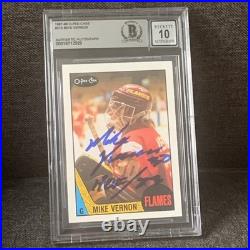 1987 O Pee Chee Mike Vernon Rookie Signed Inscribed HOF 23 BGS BAS 10 Autograph