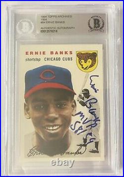 1994 Topps Archives Ernie Banks 1954 Topps Rookie Reprint Inscribed Auto Cubs