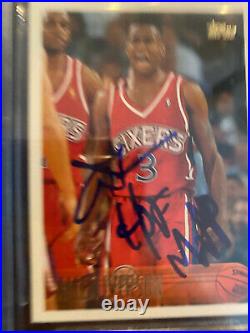 1996-97 Topps Allen Iverson Rc Rookie Card 171 Auto Signed Bas Inscribed Hof Mvp