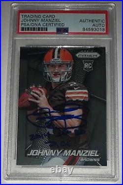 2014 Panini Prizm Johnny Manziel Signed Autographed Inscribed Rookie Card PSA