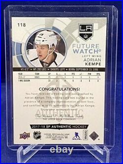 2017-18 SP Authentic Adrian Kempe #118 Future Watch Auto Inscribed 019/999 Kings