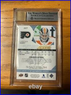 2018-19 Carter Hart UD SP Authentic Future Watch auto inscribed hockey card