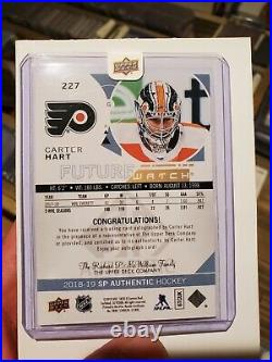 2018-19 UD SP Authentic Carter Hart Future Watch AUTO Inscribed /50