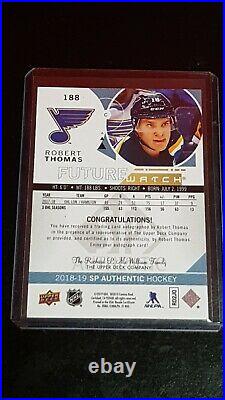 2018-19 UD SP Authentic Future Watch Inscribed Auto /999 Rookie RC Robert Thomas