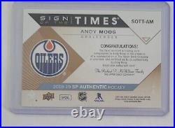 2018 2018-19 Sp Authentic Andy Moog Sign Of The Times Inscribed Auto Oilers