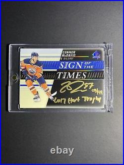 2019-20 SP Authentic Sign of the Times Connor McDavid Black Inscribed 8/49