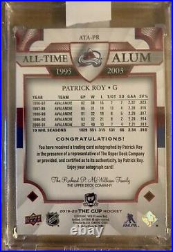 2019-20 UD The Cup Patrick Roy 3/5 All-Time Alum Auto Inscribed 8 Years 2 Cups