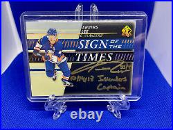 2020-21 SP Authentic Anders Lee Sign of the Times Black Inscribed SOTT Auto /49