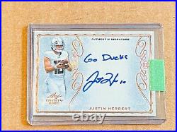 2020 Leaf Trinity Justin Herbert Auto Signed Inscribed Autograph Rc Card