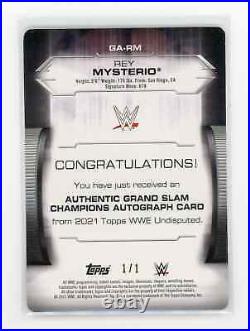 2021 Topps Undisputed WWE REY MYSTERIO Auto Inscribed GMOAT Printing Plate 1/1