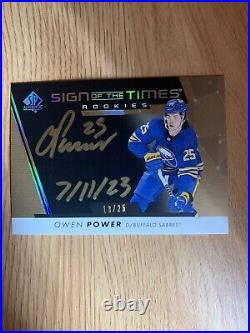 2022-23 SPA Owen Power Rookie Gold Inscribed Auto /25 Sign Of The Times SOTTR-OP