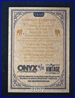 2022 Onyx Vintage Football Auto Blue Ink Inscribed #VA-AH Aiden Hutchinson 4/11