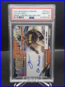 2024 Bowman Chrome Leo De Vries Prime Signatures Orange Refractor Inscribed Auto