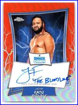 2025 Topps Chrome WWE Jacob Fatu #BBA-JAC Autograph Orange /25 Inscribed RARE