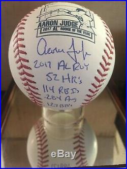 Aaron Judge Autographed Inscribed Rookie Multi Stat Baseball Fanatics LE 5/17