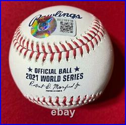 Adam Duvall Autographed WS Baseball Signed Inscribed 21 WS Champs Beckett COA