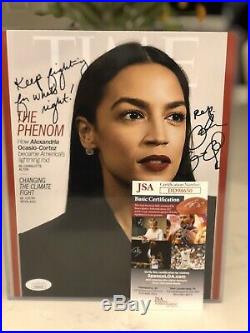 Alexandria Ocasio-cortez Time Magazine Cover Signed & Inscribed Jsa Approved Aoc