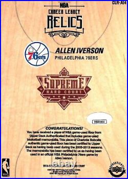 Allen Iverson signed inscribed 2016-2017 Upper Deck Supreme Hard Court 76ers JSA