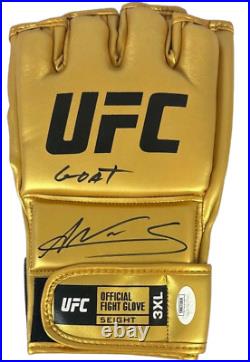 Amanda Nunes autographed inscribed gold glove UFC JSA COA The Lioness Amanda Nunes autographed inscribed gold glove UFC JSA COA The Lioness