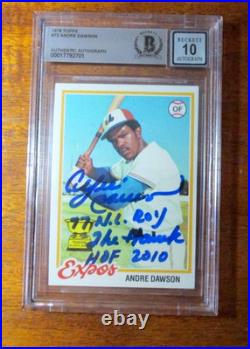 Andre Dawson 1978 Topps # 72 Signed Autograph Bas Bgs 10 Hof Auto Inscribed