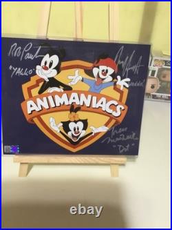 Animaniacs Cast Autograph Inscribed 8x10 Photo Rob Jess Tress Signed OCCM COA
