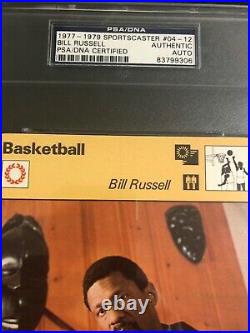 Autographed Bill Russell sports caster card with 6 inscribed PSA certified signed