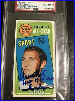 Autographed Jerry West Topps 1971 All Star Card Inscribed PSA 10 Signature Grade